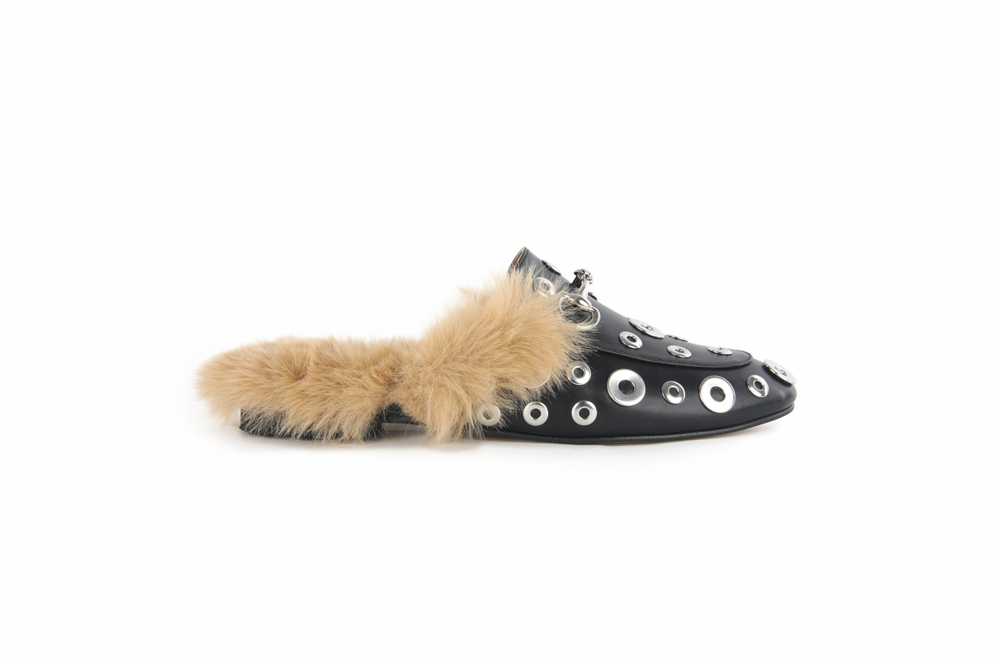 Casual Buckle Fur studded Mules