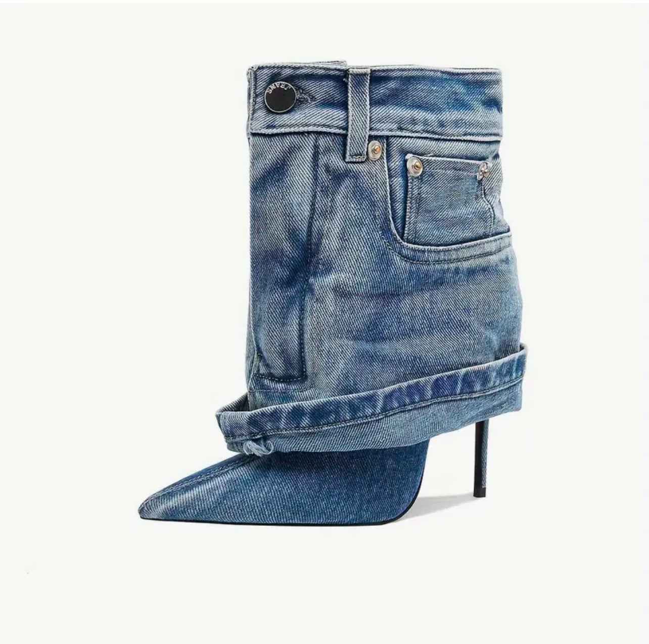 patchwork denim ankle boots