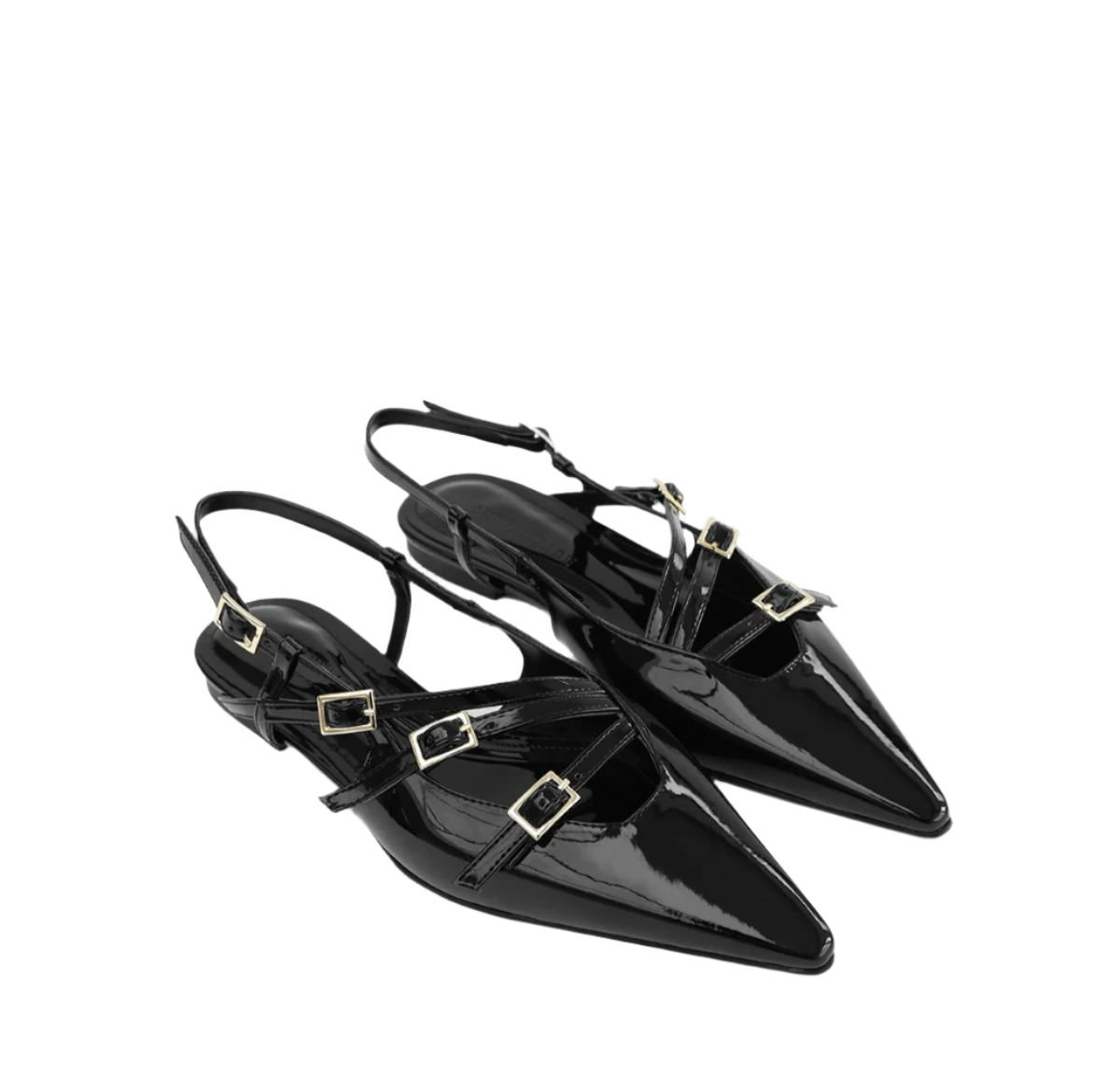 Multi TOE THREE STRAPS CLARET PATENT Flat BALLERINAS