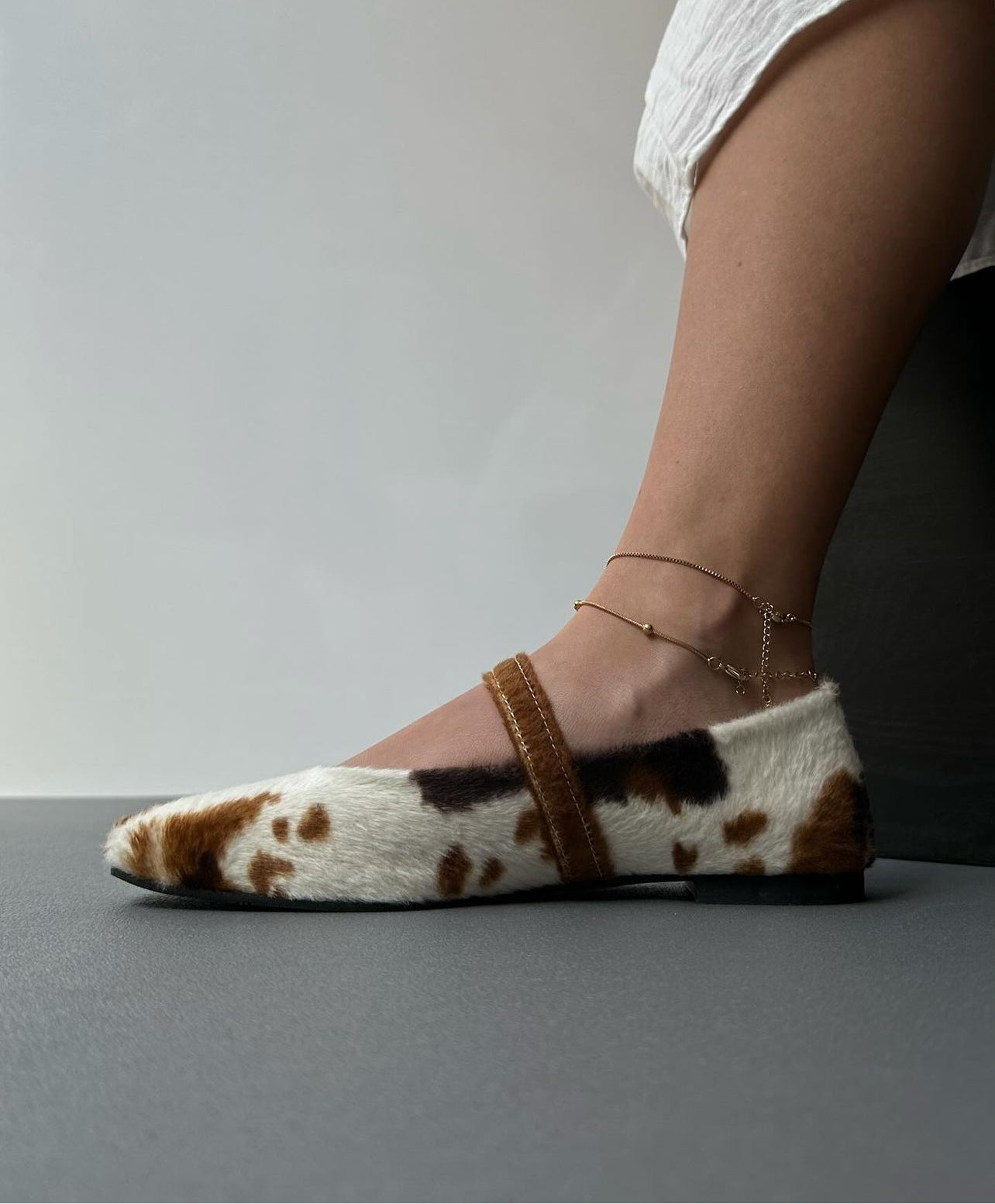 Cow Animal Print Ballet Flats