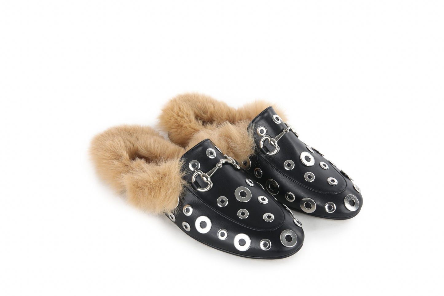 Casual Buckle Fur studded Mules