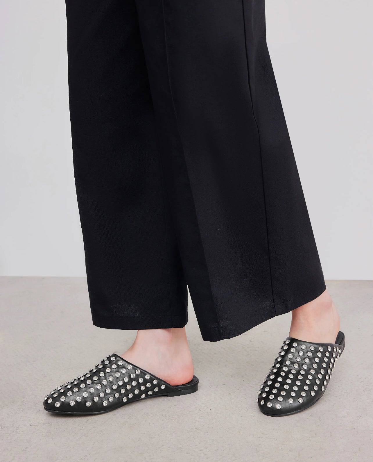 Crystal-embellished leather mules