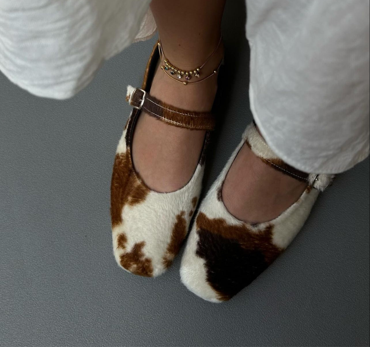 Cow Animal Print Ballet Flats