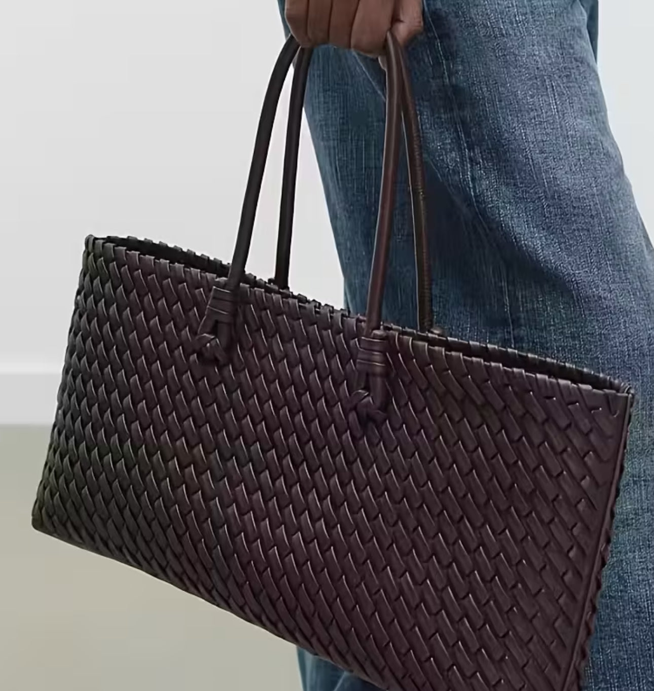 Artisan Woven suede Tote - Chocolate Brown