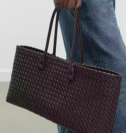 Artisan Woven suede Tote - Chocolate Brown