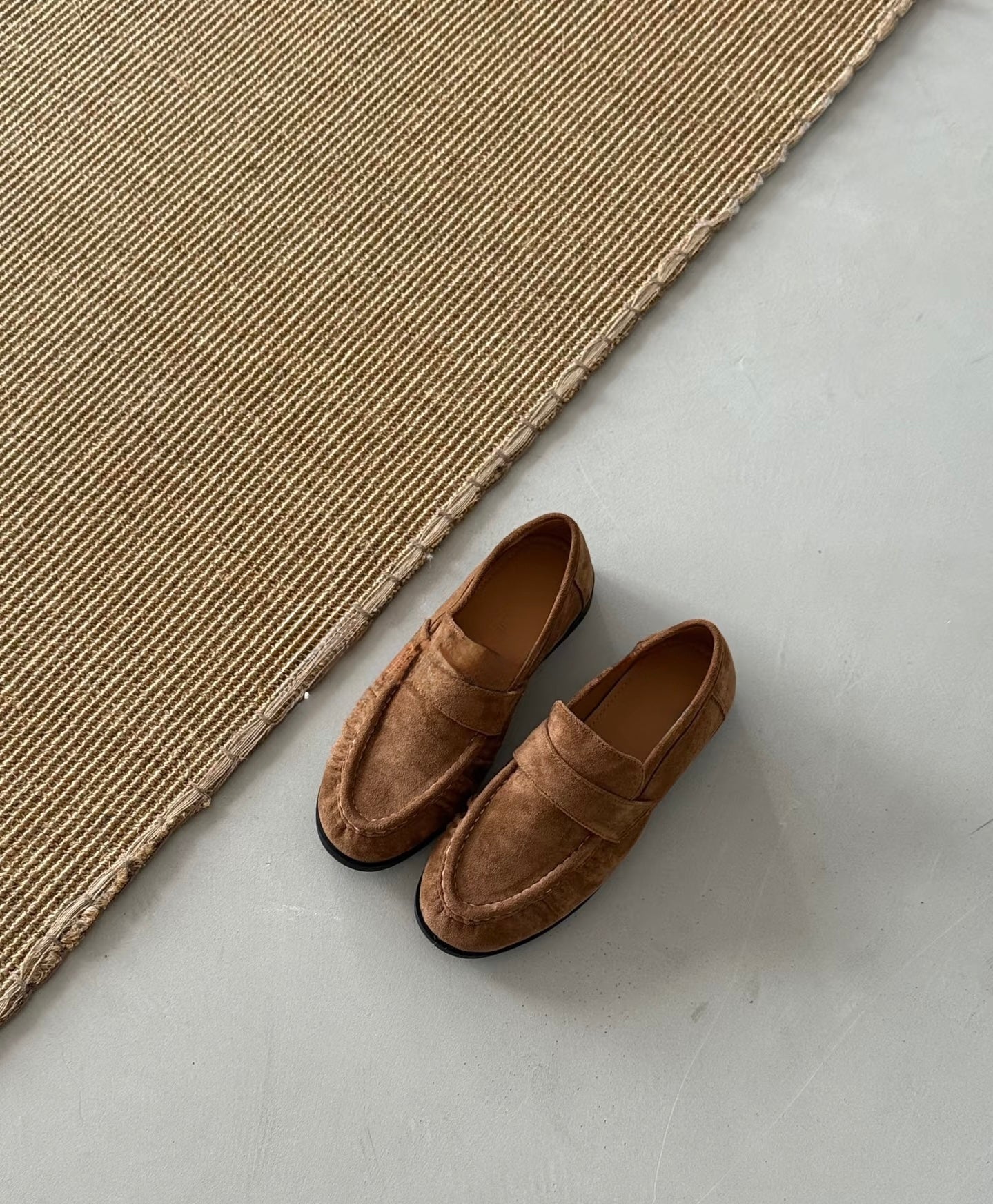 Split suede loafers
