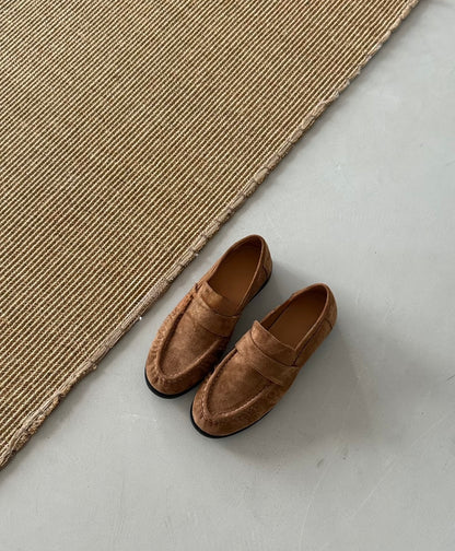 Split suede loafers