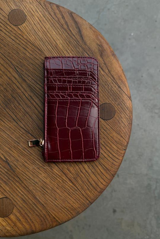 crocodile leather Wallet COFFEE CROCO