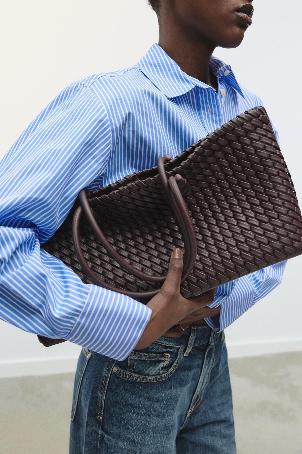 Artisan Woven suede Tote - Chocolate Brown