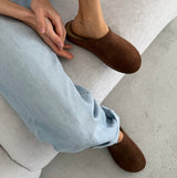 Suede Clog Mule — Chocolate Brown