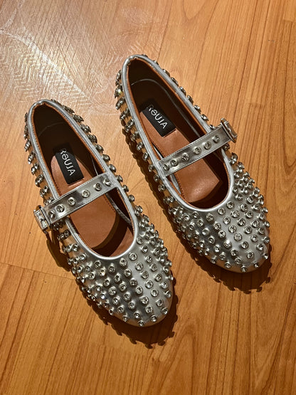 Studded BALLERINA STRAP FLAT