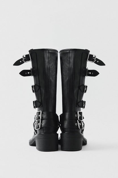 Black Leather biker boots