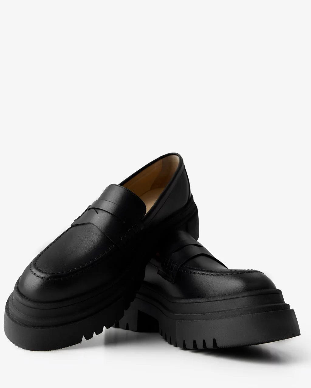 Basic black loafers with thick soles