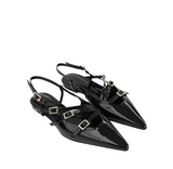 Multi TOE THREE STRAPS CLARET  PATENT Flat  BALLERINAS