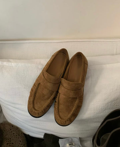 Split suede loafers