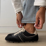 Close-up of sneaker laces and upper