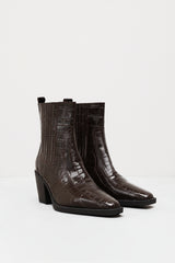 Embossed cowboy ankle boots