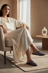 Studded Leather Mules - Black