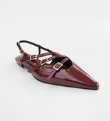 Multi TOE THREE STRAPS CLARET  PATENT Flat  BALLERINAS