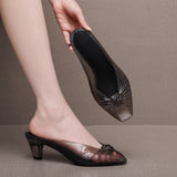Crystal Knot Jelly Mule Heels