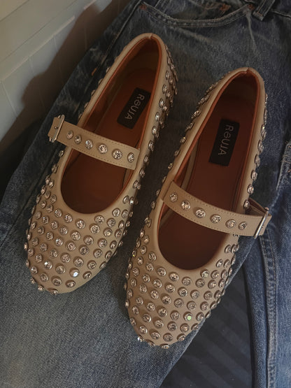 Studded BALLERINA STRAP FLAT