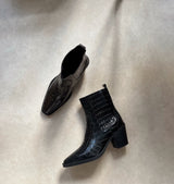 Embossed cowboy ankle boots