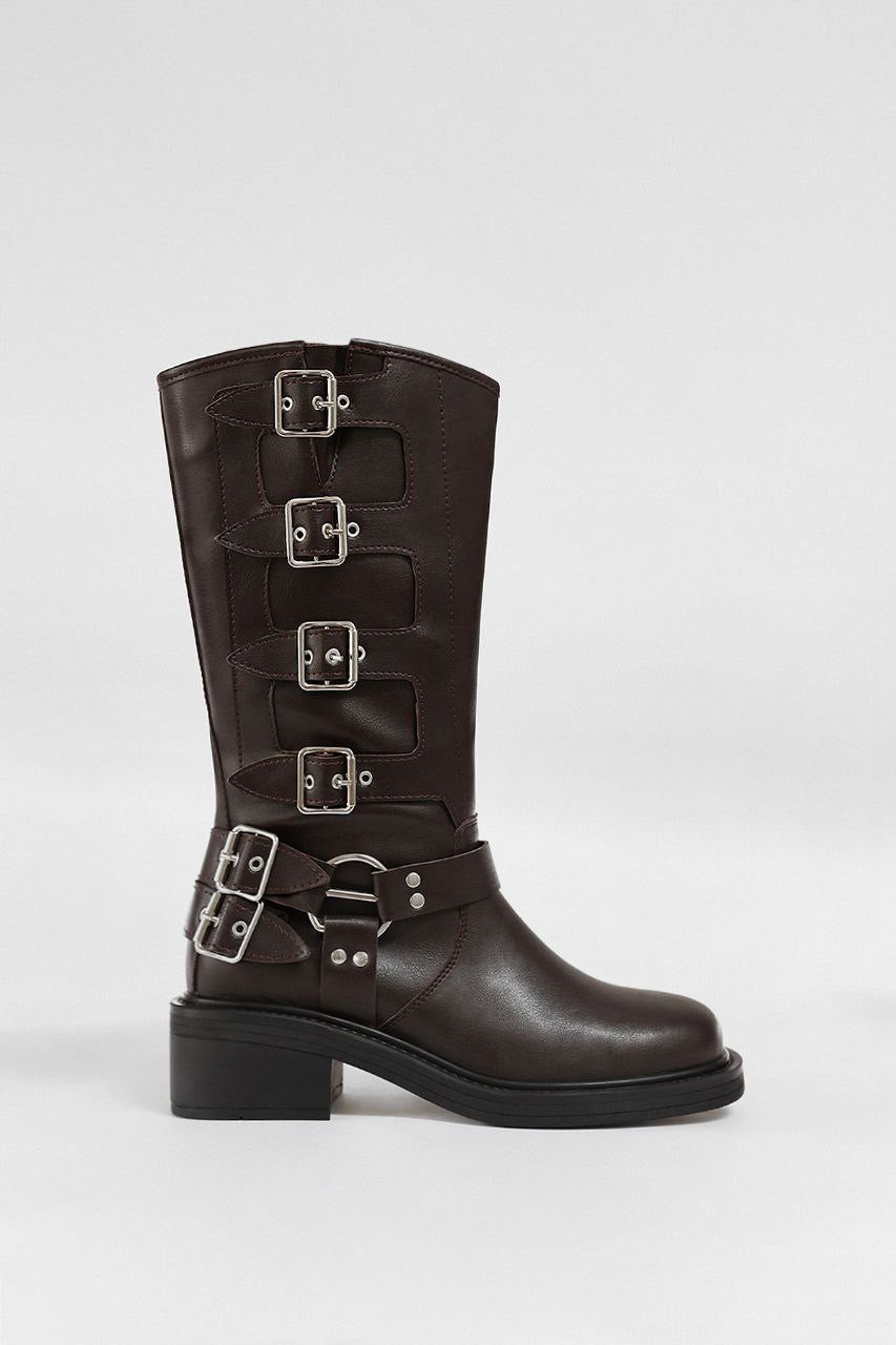 Black Leather biker boots