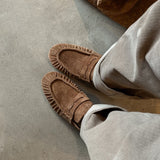 Rouja Suede Buckle Loafers – Mocha