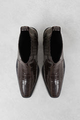 Embossed cowboy ankle boots