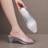 Crystal Knot Jelly Mule Heels