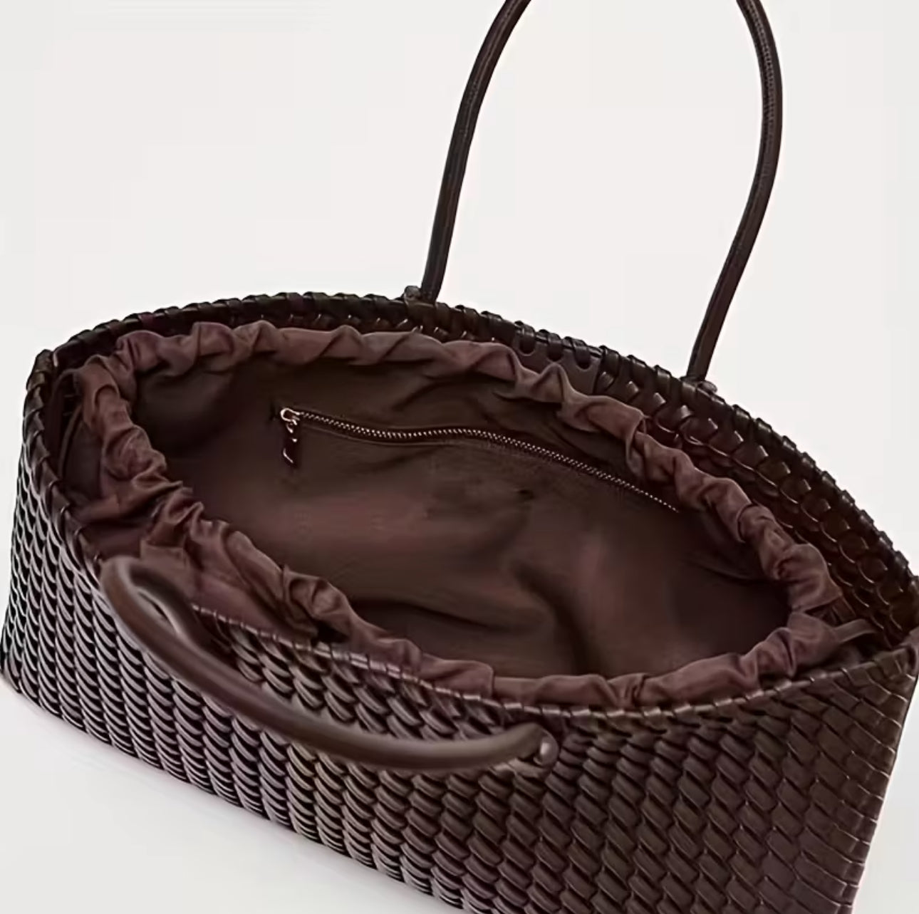 Artisan Woven suede Tote - Chocolate Brown