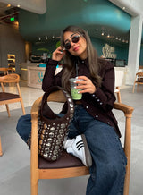 Shoulder Purse with Polka Dot Design