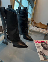 Black Leather Zipper Boots