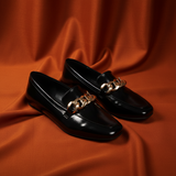 Black Chain Loafers - Front View