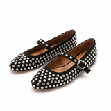 Black Crystal Studded Ballet Flat