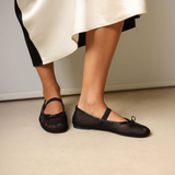 Black Mesh Mary Jane Flats