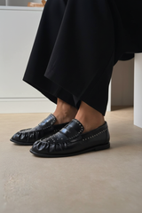 Black Studded Loafers Close-up