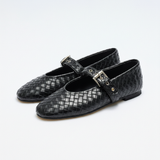 Black woven Mary Jane front angle 1:1