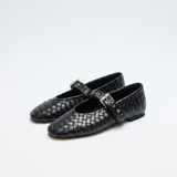 Black woven Mary Jane side profile 1:1