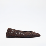 Brown lace flat - side profile
