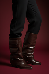 Brown pocket boots - close-up detail