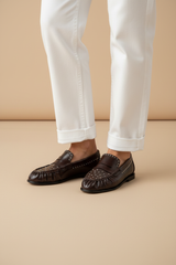Brown Studded Loafers Close-up