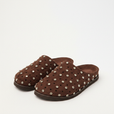 Brown Studded Mule Slippers