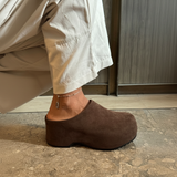 Brown Suede Clogs On-Foot 1:1