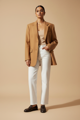 Camel Blazer - Brown Loafers Front