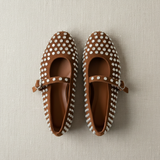 Crystal Studded Flats Brown - Flat Lay