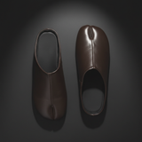 Dark Brown Tabi Mules – Dramatic Background