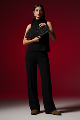 Egyptian model with tan suede loafers - mid shot