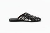 Studded Leather Mules - Black