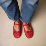Red Mesh Mary Jane Flats